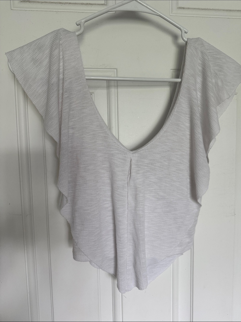 Charlotte Russe White Flutter Sleeve V-Neck Blouse